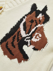 Horse Pattern Knit Cardigan