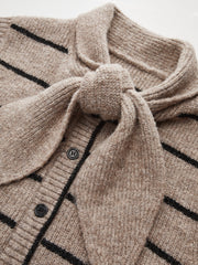 Striped Knit Vest with Tie Neck Detail