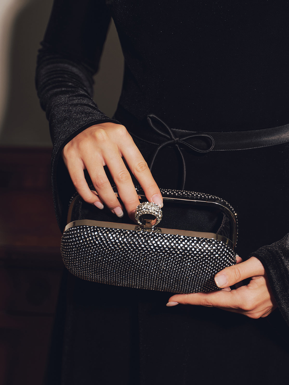 Rhinestone Embellished Clutch Bag