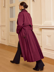 Pleated Hem Belted Trench Coat