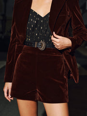 Velvet Mid-Waist Shorts