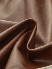 Contrast Piping Faux Leather Midi Skirt