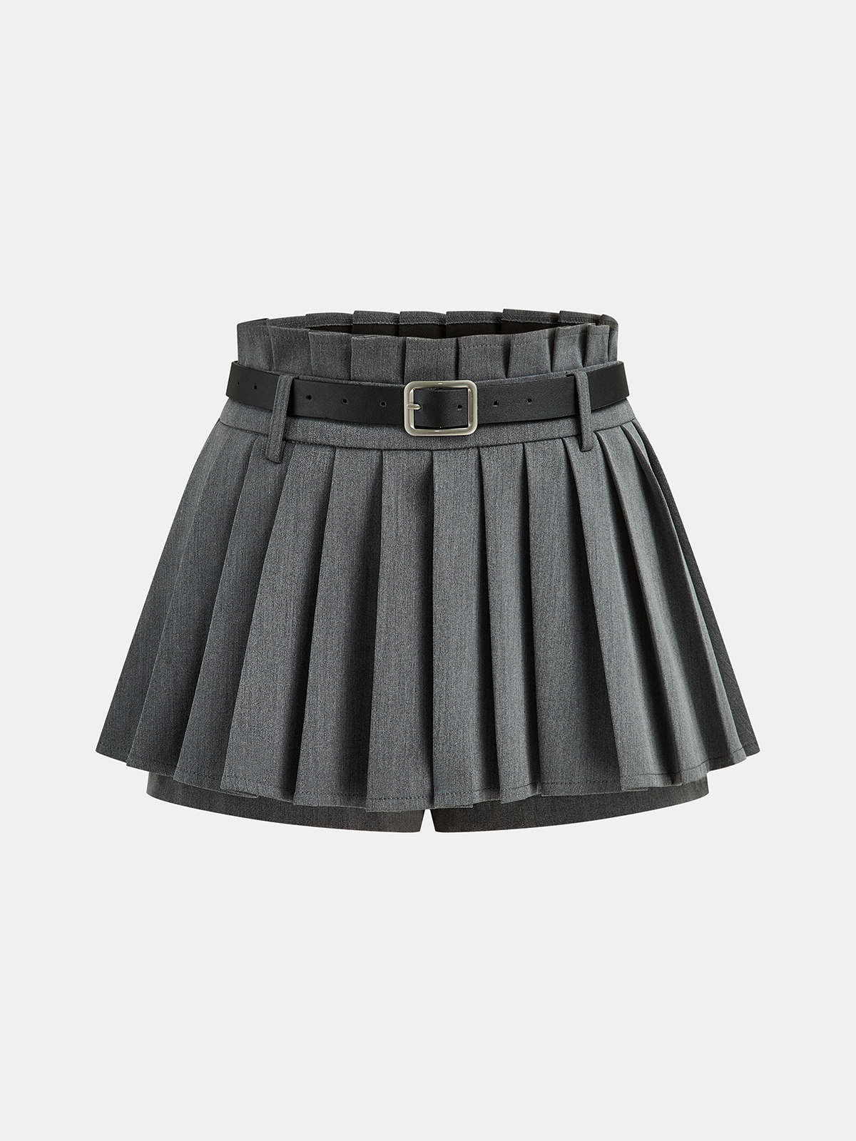 Mid-Waist Pleated Belted Skort