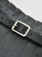 Mid-Waist Pleated Belted Skort