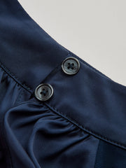 Long Sleeve Satin Tie-Neck Blouse