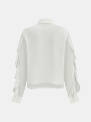 Ruffled Shirt and Midi Skirt Set with Belt