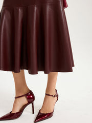 Faux Leather Effect Midi Skirt