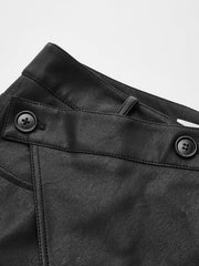 Asymmetric Faux Leather Midi Skirt