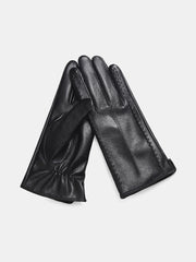PU Leather Gloves with Stitched Detail