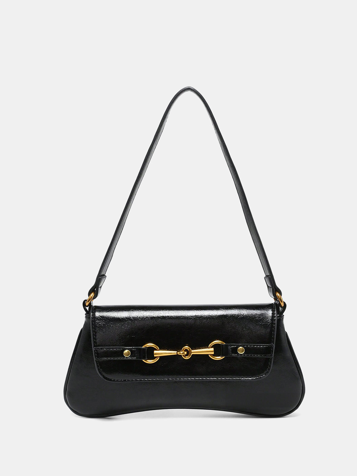 Horsebit PU Leather Shoulder Bag