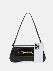 Horsebit PU Leather Shoulder Bag