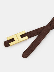 Geometric Buckle Faux Suede Belt