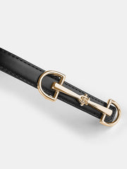 Horsebit Buckle Leather Thin Belt