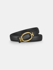 Oval Metal Buckle PU Leather Thin Belt