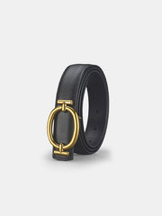 Oval Metal Buckle PU Leather Thin Belt