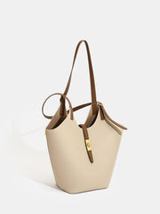 Contrast Strap Faux Leather Tote Bag
