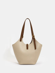 Contrast Strap Faux Leather Tote Bag