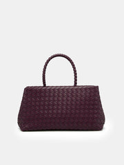 Woven Faux Leather Top Handle Bag