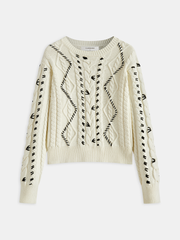 Contrast Stitch Cable Knit Sweater