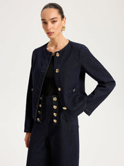 Metal Button Denim Jacket