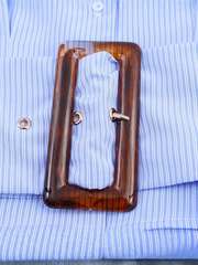 Lapel Collar Striped Belted Cropped Shirt