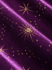 Ruffled V-Neck Star Print Velvet Midi Dress