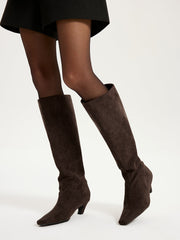 Faux Suede Knee-High Boots
