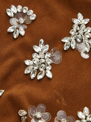 Velvet Sleeveless Mini Dress with Crystal Embellishments