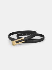 Golden Geometric Buckle PU Leather Thin Belt