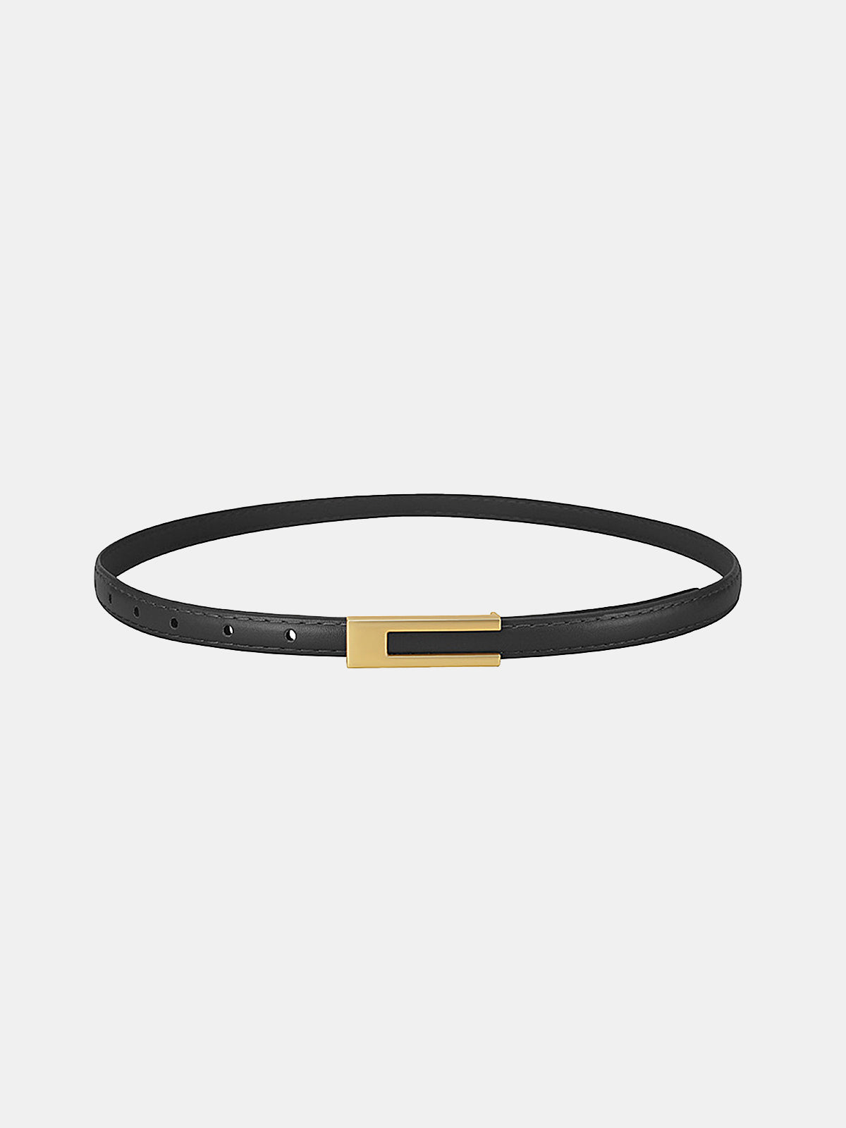 Golden Geometric Buckle PU Leather Thin Belt