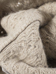 Leaf Cable Pattern Wool Knit Beanie