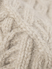 Leaf Cable Pattern Wool Knit Beanie