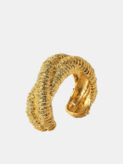 Golden Lava-Textured Exaggerated Open Bracelet