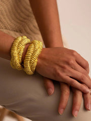 Golden Lava-Textured Exaggerated Open Bracelet