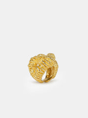 Golden Lava-Textured Exaggerated Ring