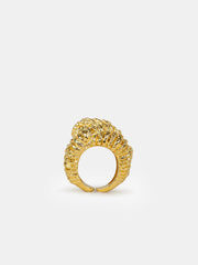 Golden Lava-Textured Exaggerated Ring