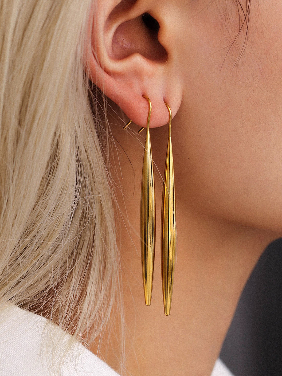 Golden Long Teardrop Drop Earrings