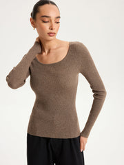 Ribbed Knit Top & Turtleneck Shawl Two-Piece Set