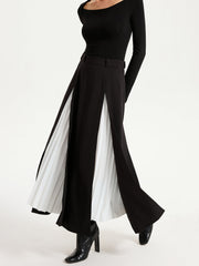 Contrast Pleated Maxi Skirts