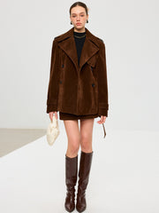 Belted Suede Effect Trench Coat