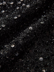 Bow Detail Sequined Tweed Cropped Jacket