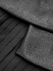 Pleated Panel Sleeveless PU Leather Dress