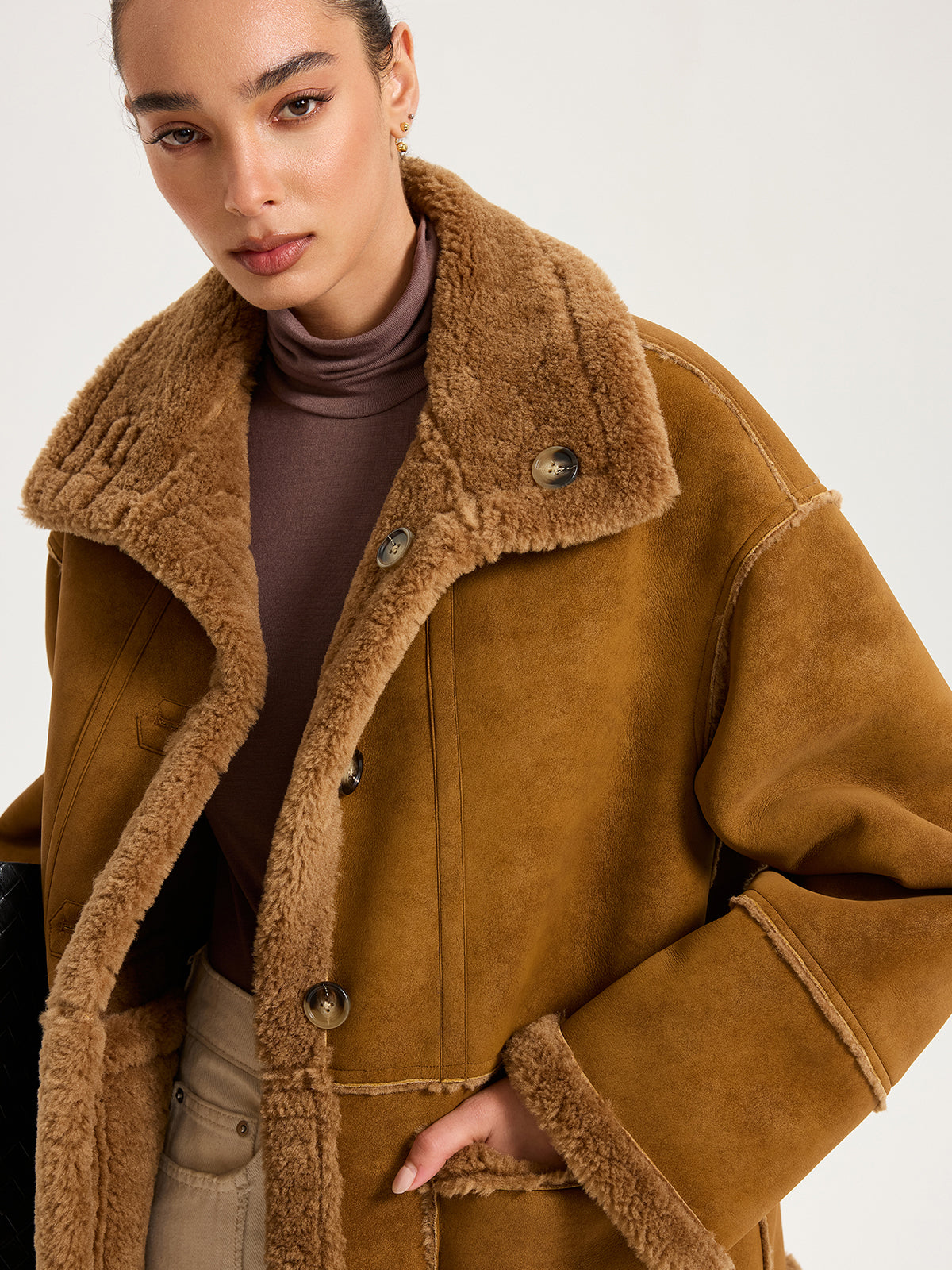 Reversible Shearling Collared Jacket