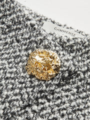 Metal Detail Tweed High-Waist Shorts