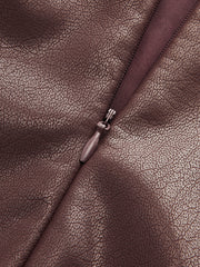 Metal Buckle Asymmetric Faux Leather Mini Skirt