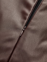 Faux Leather Waist Ruched Dress