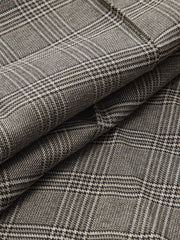 High-Waist Button Detail Plaid Wide-Leg Pants