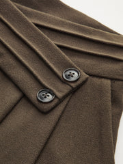 Asymmetrical Waistband Pleated Wide Leg Pants