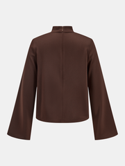 Draped Satin Stand Collar Blouse