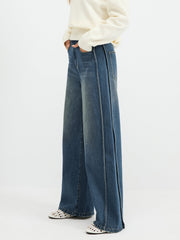 Side Panel Detail Mid-Waist Jeans
